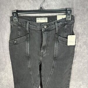 Free People Jeans Womens 25 Black Beacon Mid Rise Slim Crop We The Free‎